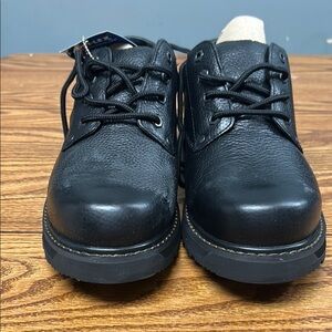 Black Leather Oxfords with Durable Rubber Soles